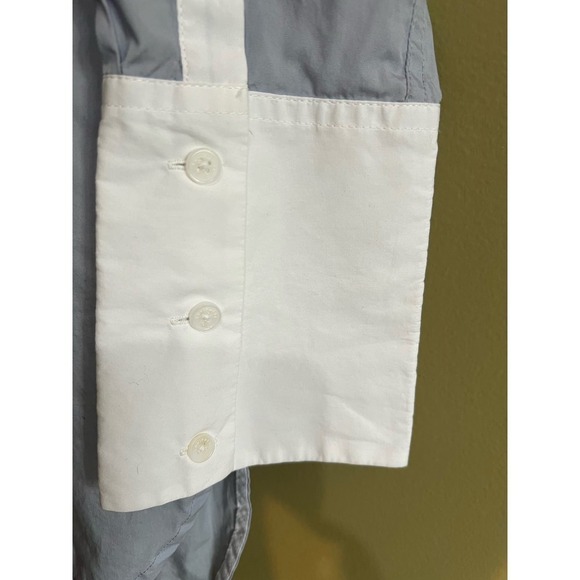 Equipment Arlette Blue White Button-Front French-Cuff Poplin Shirt M - Picture 7 of 7
